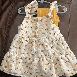 Little girls beautiful dress with onesie for underneath. Only worn once.